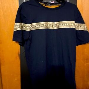 Blue t shirt with gold detailing